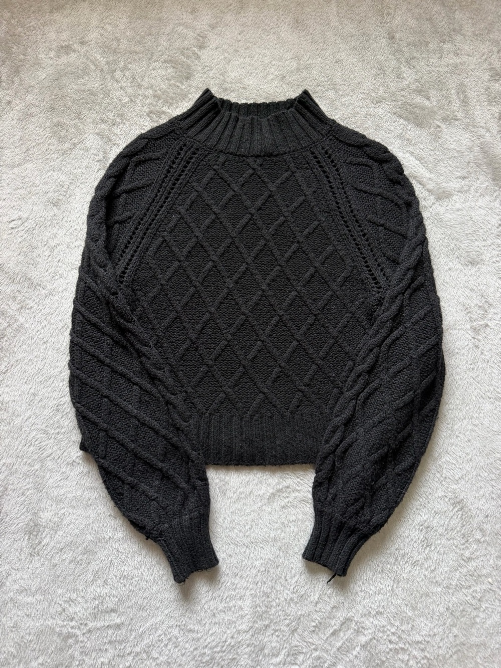 American Eagle Outfitters Black Cable Knit Turtleneck Sweater